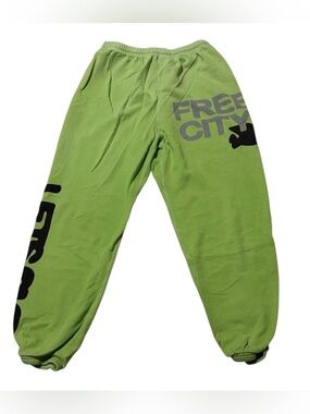 FreeCity Lets Go Super Vintage OG Sweatpants Joggers Green & Black XS